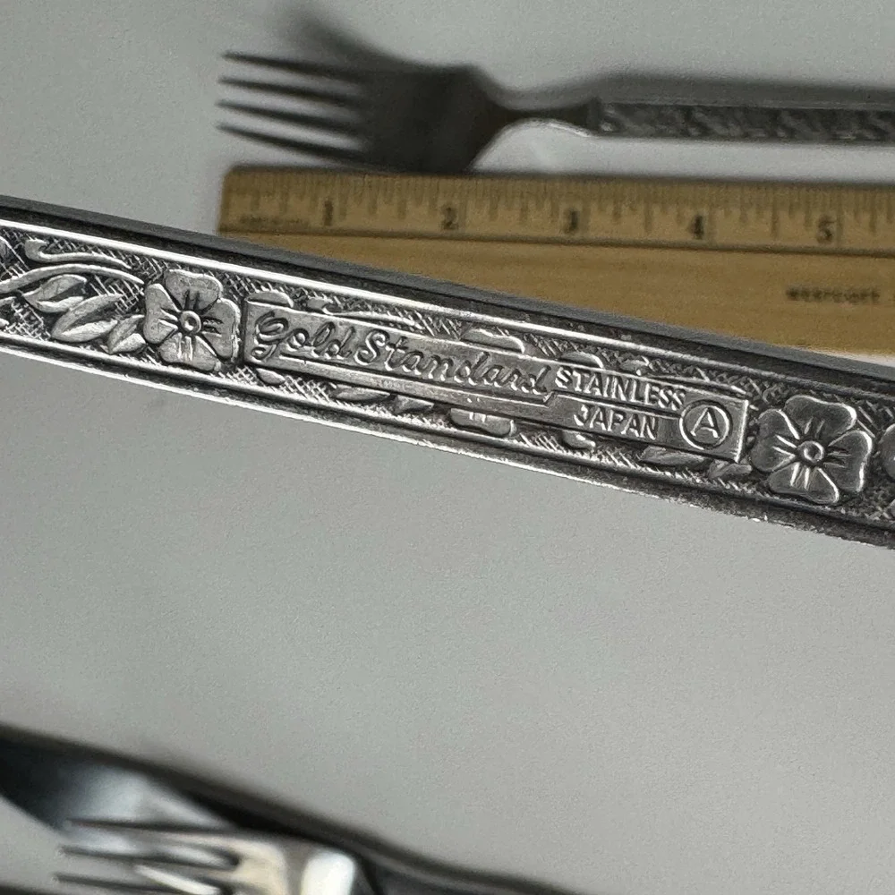 Vtg Gold Standard Night Blossom‎ Flatware 11 Pc Japan Floral MCM